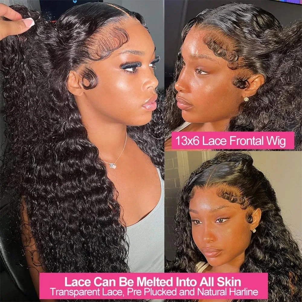 200% Density Deep Wave Lace Frontal Wig 30 40 Inch 13x4 13x6 Hd Lace Front Human Hair Wigs 100% Human Hair Wig For Black Women