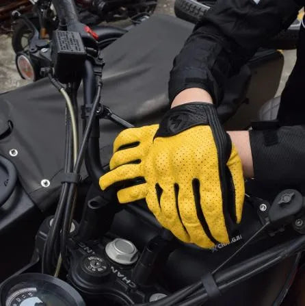 Lightning Metal Logo Motorcycle Gloves - Premium Anti-Slip & Windproof Riding Gloves for Men Women