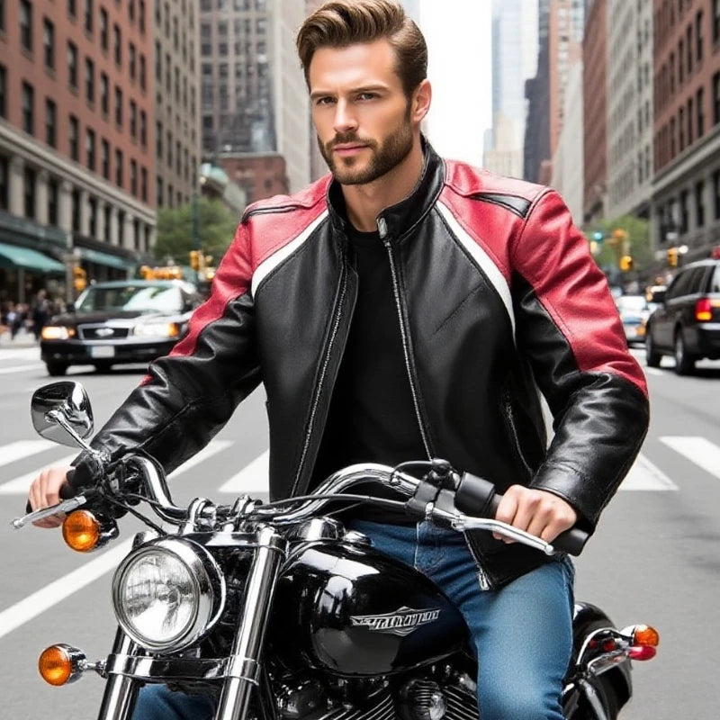 2025 Autumn Patchwork Motorcycle Jacket Men Winter Motorbike Jacket Men Women PU Leather Motocross Jacket Riding Clothing