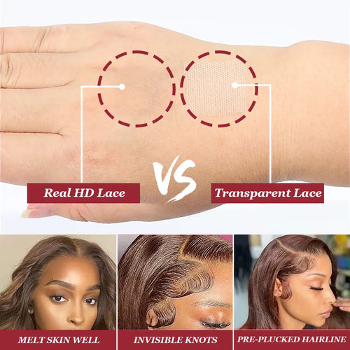 40 Inch #4 Chocolate Brown 200% Density Body Wave 13*4 13*6 HD Transparent Lace Frontal Wig Brazilian Human Hair Wigs For Women