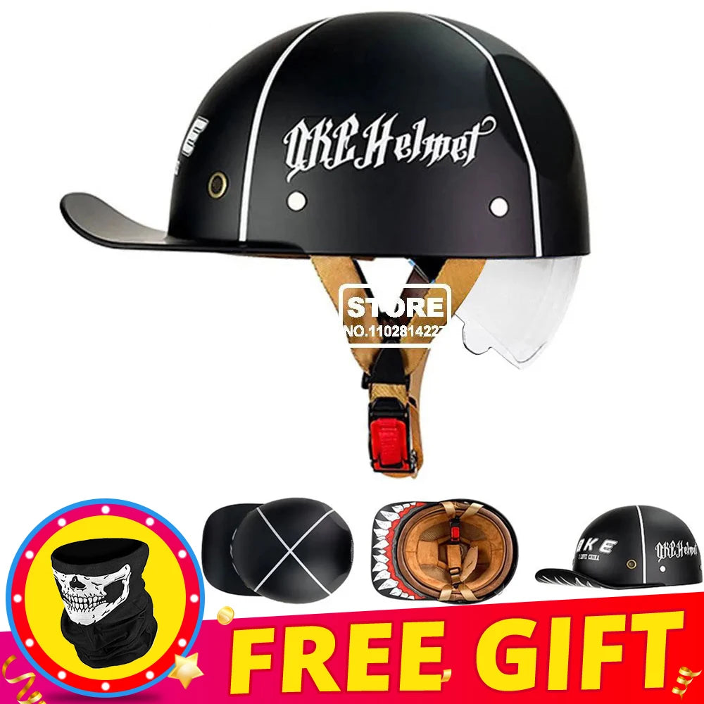 Half Helmet Retro Motorcycle Helmet Men Women Baseball Cap Riding Racing Moto Helmets DOT Certification Protection Cap Vintage