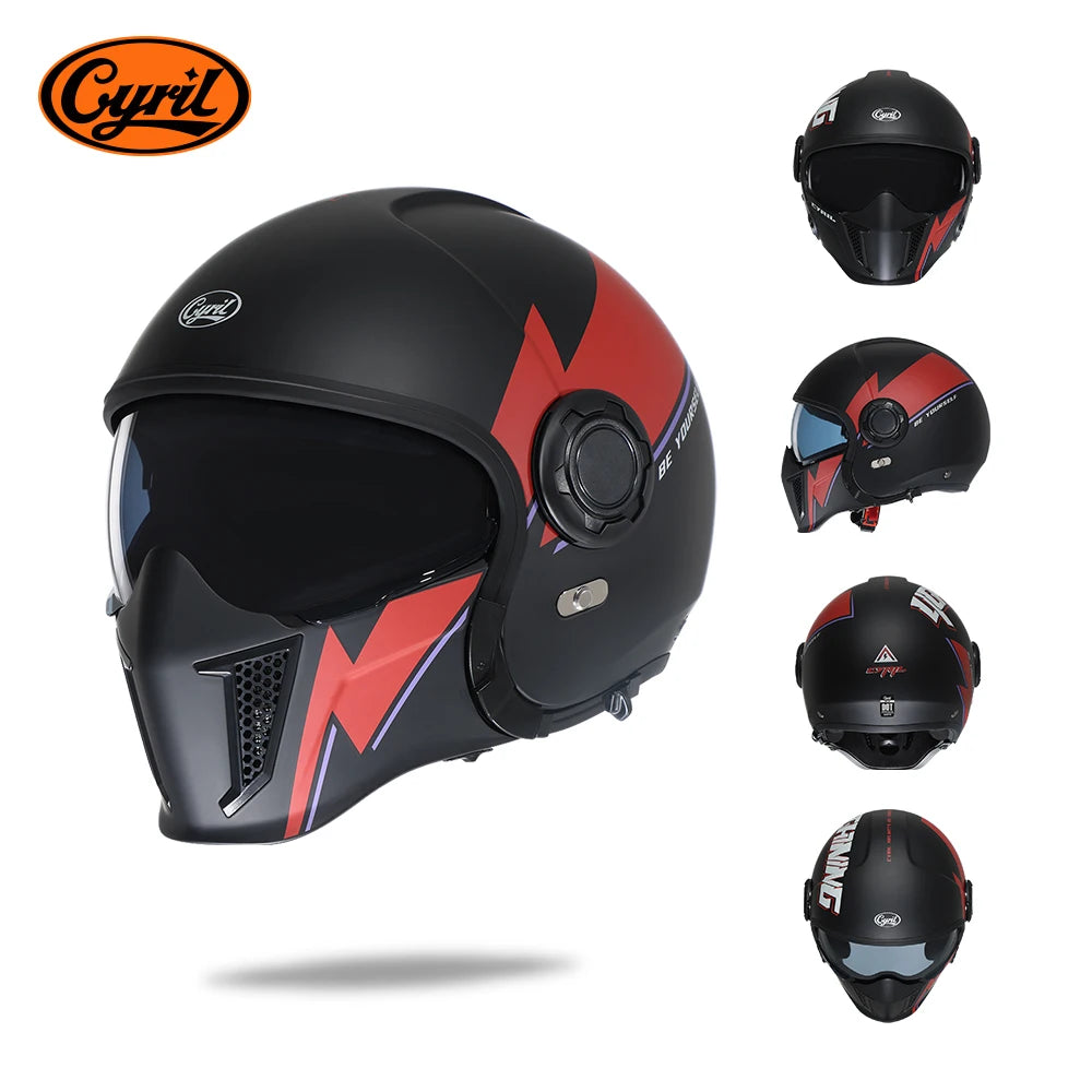 CYRIL Motorcycle Helmet Full Face Open Face Helmets 3/4 Men Women Modular Dual Visor Helmet For Motorcycle ECE DOT Approved