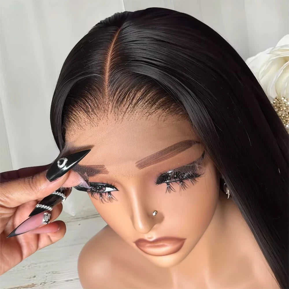 220% Bone Straight 360 Full Transparent Lace Front Human Hair Wigs 13×6 HD Lace Frontal Wig 30 40 Inch Black Real Human Hair Wig