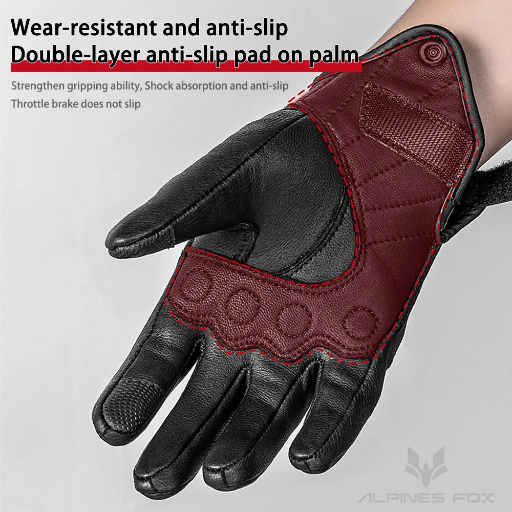 Retro Leather Motorcycle Gloves Vintage Men Women Moto Cycling Winter Gloves Touch Screen Motorbike Motorcross ATV Motor Guantes
