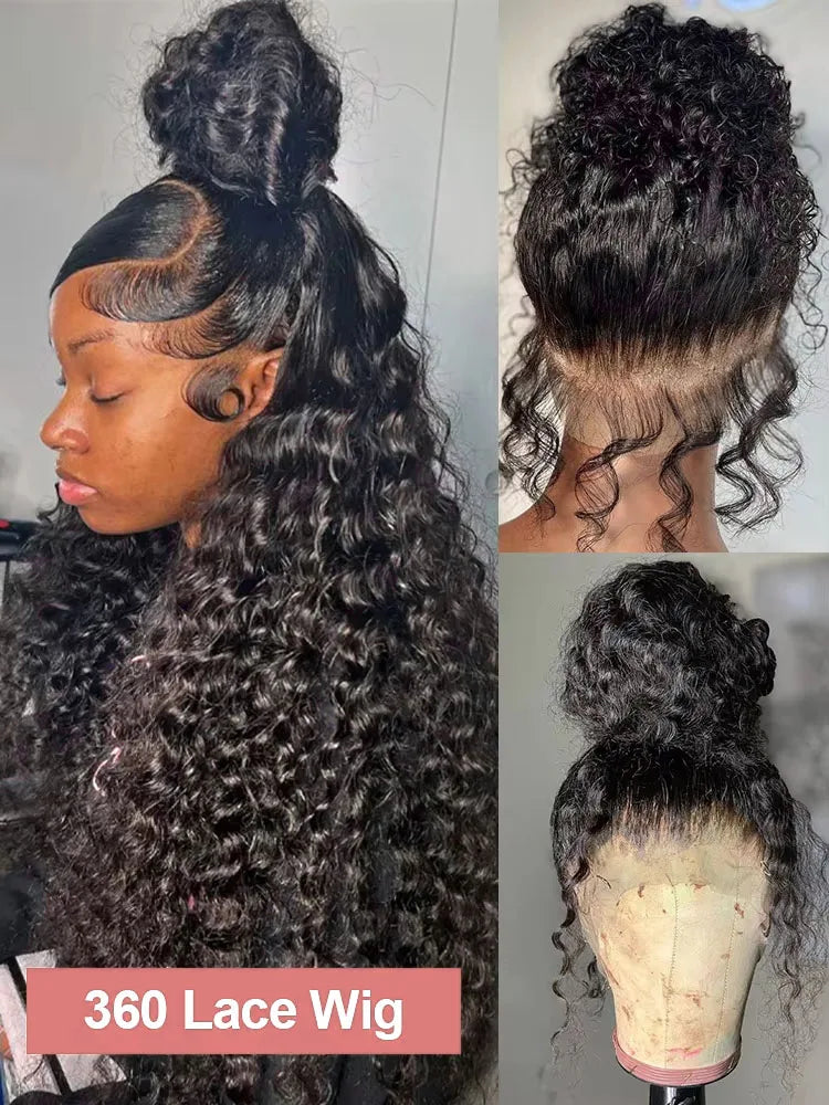 250 Density 30 40 Inches HD Deep Wave 13x6 Curly Lace Front Human Hair Wig Wet Wavy Water Wave Lace Frontal Wigs For Black Women
