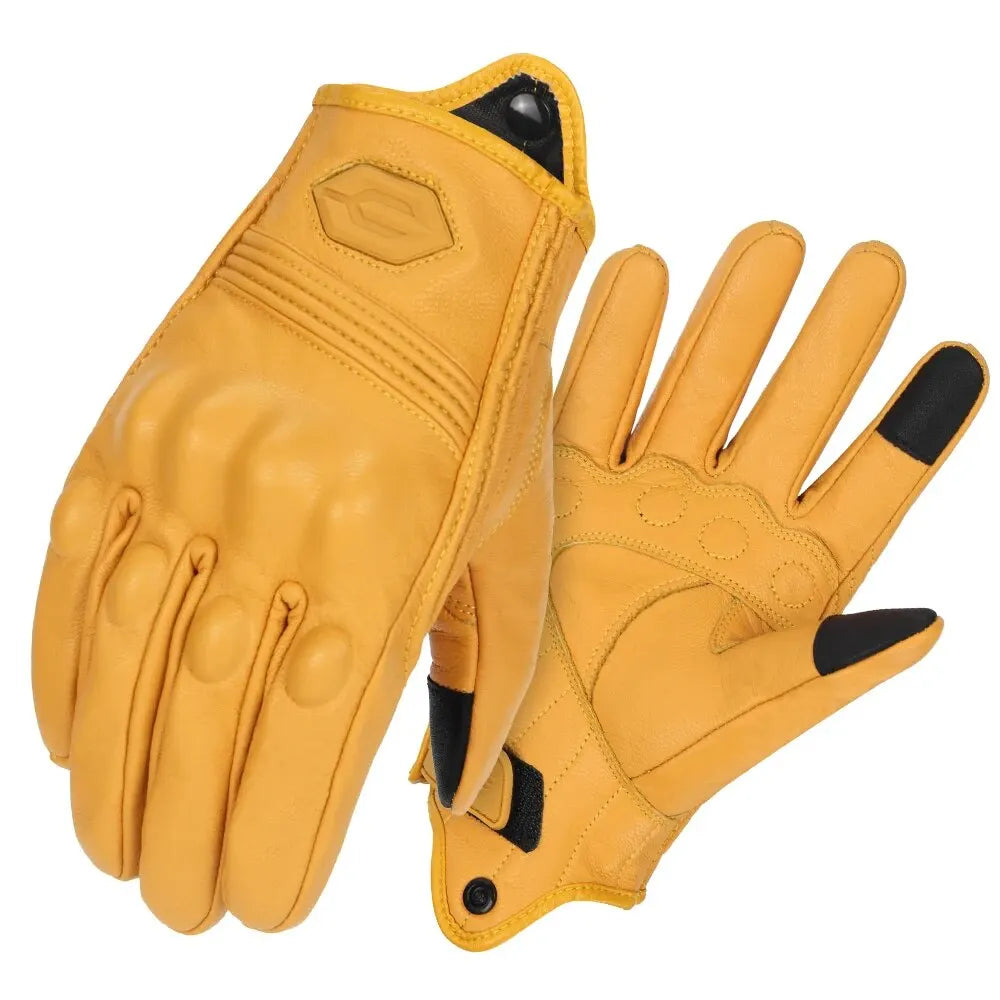 Motorcycle Gloves Summer Breathable Leather Motocross Gloves Men Retro Biker Cycling Gloves Touch Screen Motorbike Riding Gloves