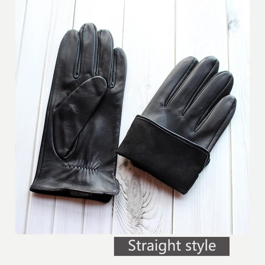 Autumn Thin Sheepskin Leather Gloves Men's Rayon Lining Spring and Summer Outdoor Bicycle Riding Car Driving Fashion Driver Fin