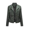 Spring Autumn Women's Clothing Slim Fit PU Leather Jacket For Woman Motorcycle Biker Style Short Coat With Notched Collar