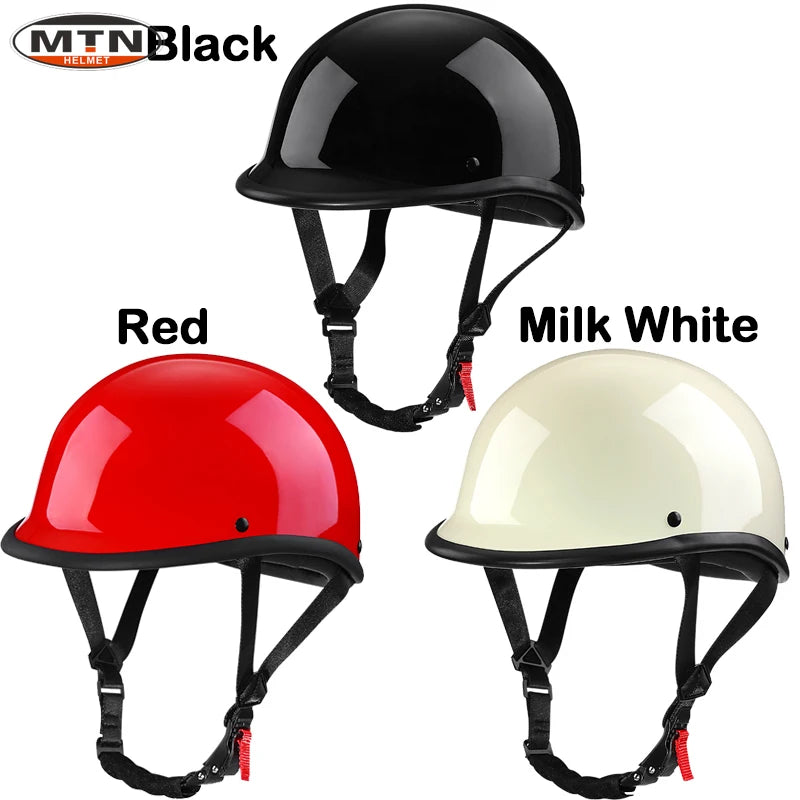 Factory Sell 1/2 Motorcycle Helmet Vintage Bright Color Helmet Casco Moto Motorcycle Helmet Biker Pilot DOT Certification M-XXL