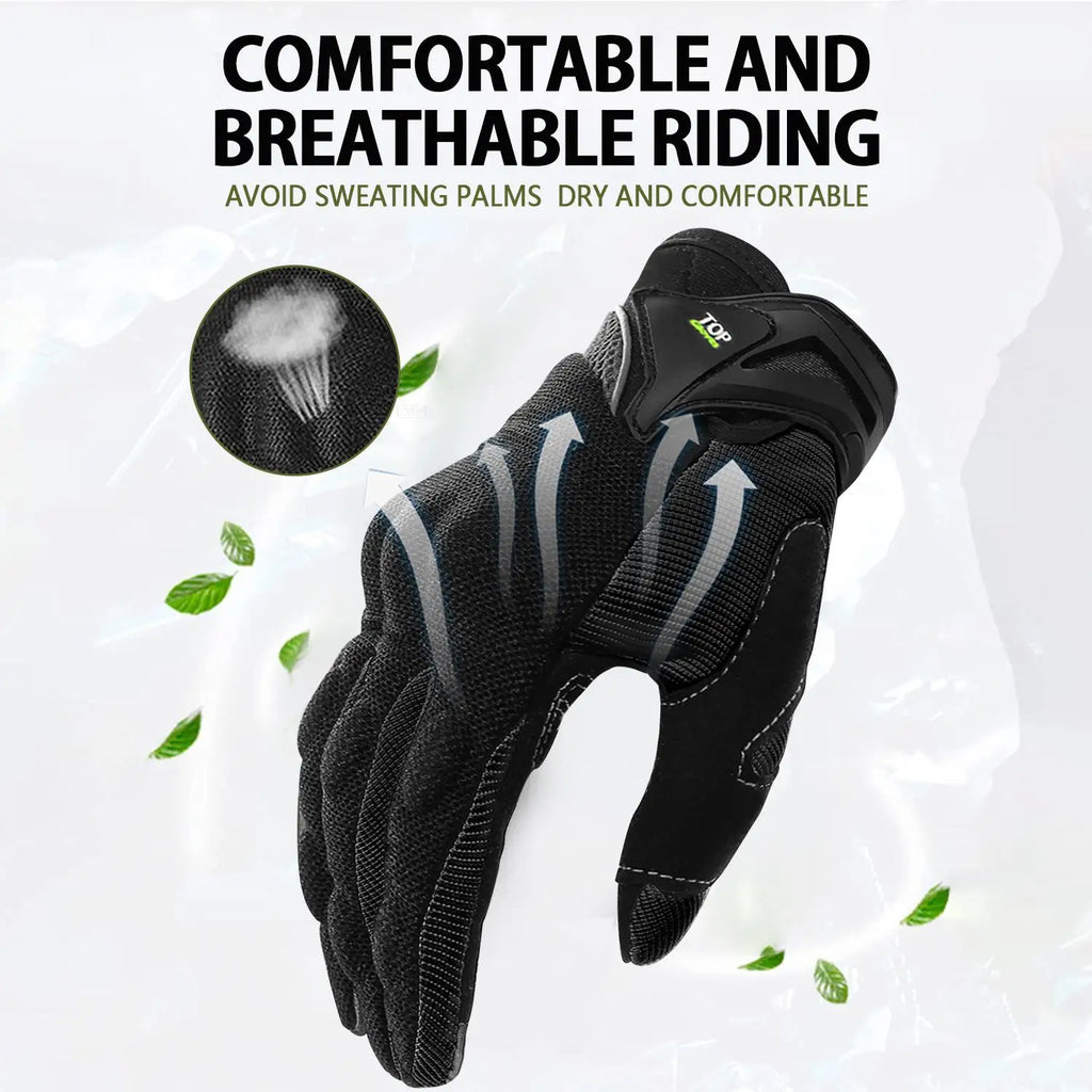 Motorcycle Gloves Summer Breathable Moto Full Finger Gloves Touch Screen Riding Motobike Gloves Moto Protective Gloves 6 Colors