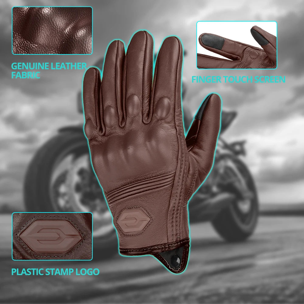 Motorcycle Gloves For Winter Windproof Warm And Fall Resistant Off-road Motorcycle Riding Touch Screen Full Finger Leather Glove