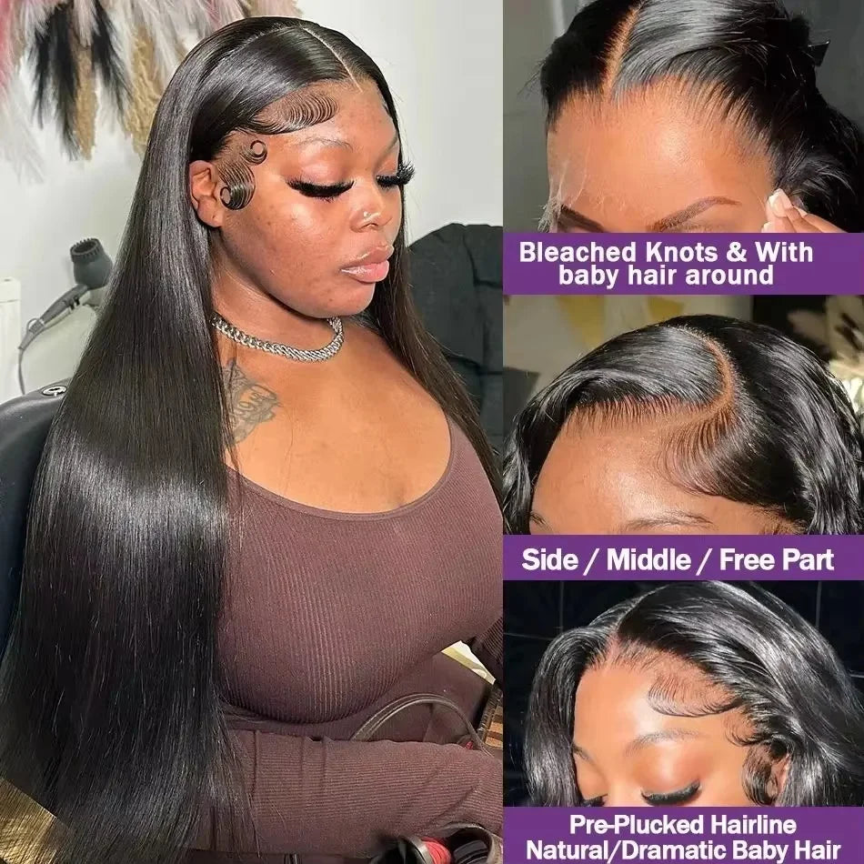 13x6 13X4 Hd Lace Frontal Hair 32 Inch Straight Transparent Lace Human Hair Wigs For Black Women Bone Straight Human Hair Wigs