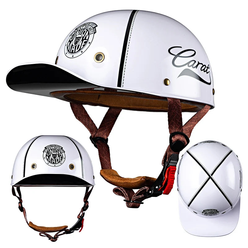 Retro Summer Motorcycle Half Helmet Breathable Vintage Open Face Design Lightweight Cap For Cruiser Scooter Riders
