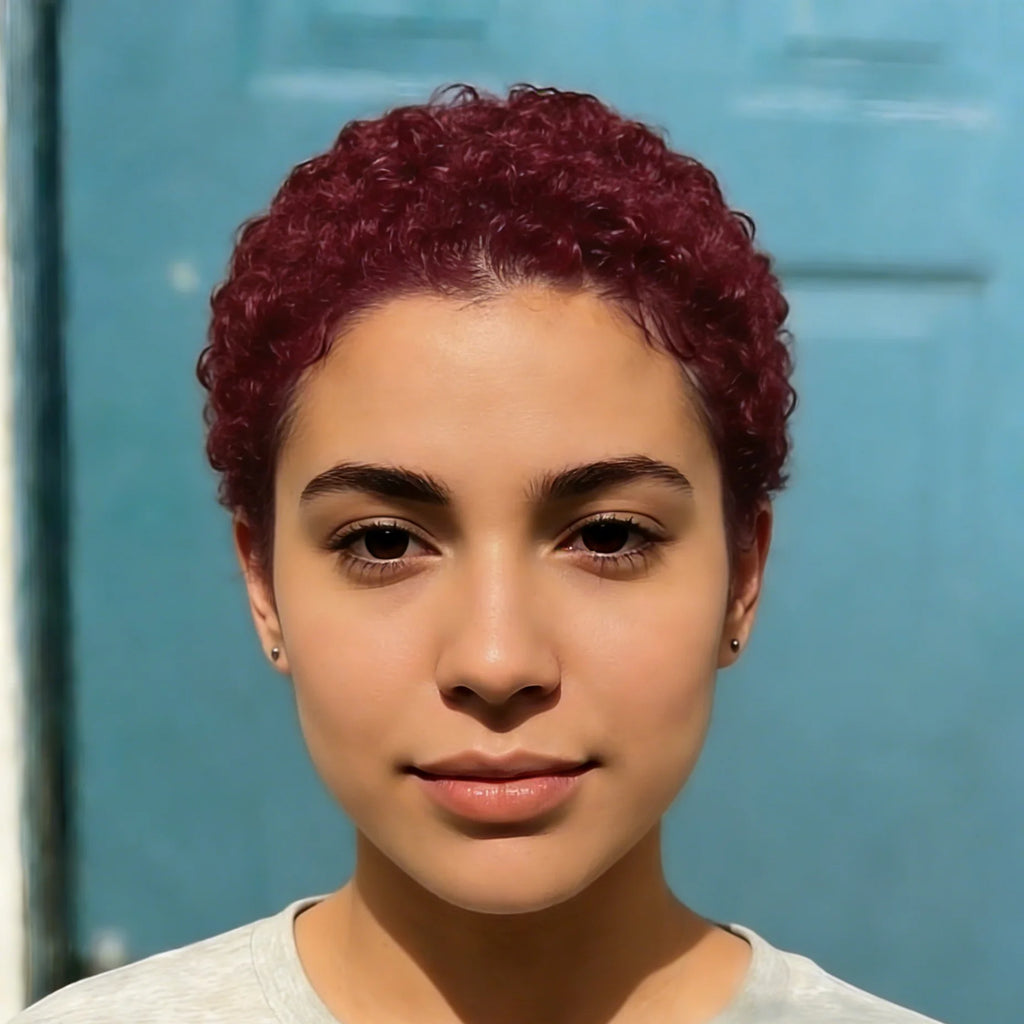 Short Curly Pixie Cut Wigs for Women Human Hair Full Machine Made 99j Color Pixie Cut Wig Easy to Style Celebrity Inspired