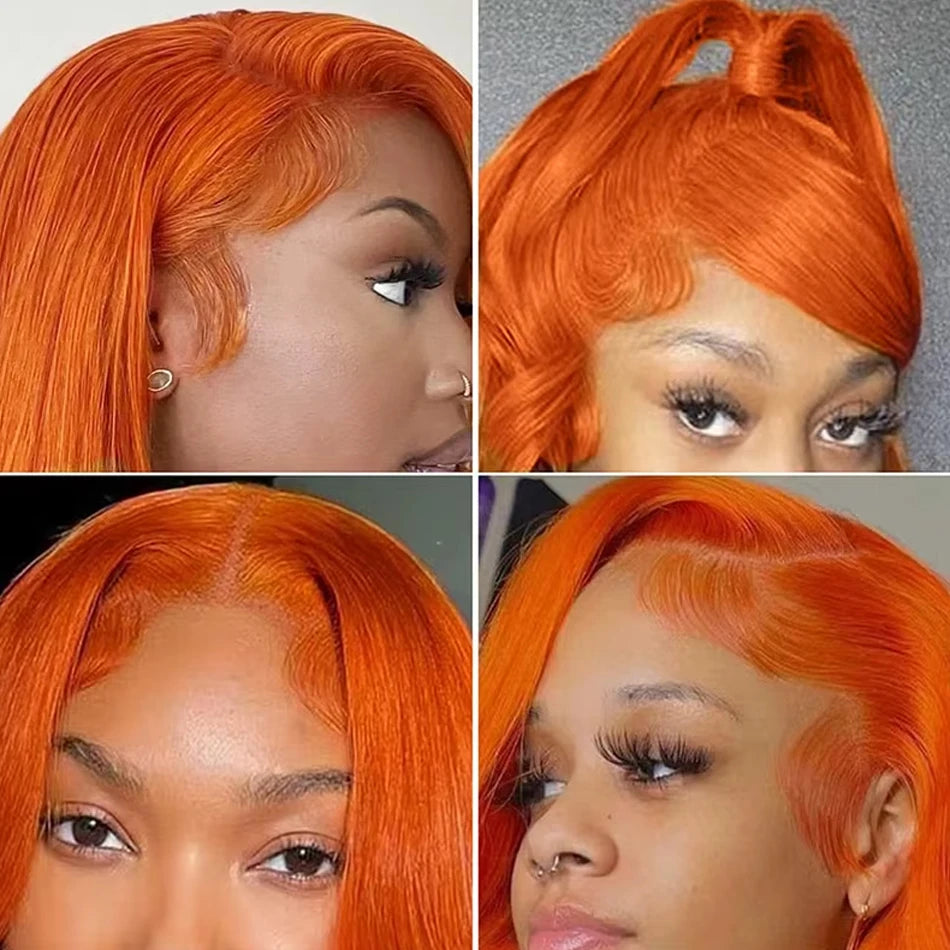 Ginger Wig Human Hair 13x4 Straight Lace Frontal Wigs Human Hair Hd Transparent 350# Ginger Orange Human Hair Wigs for Women
