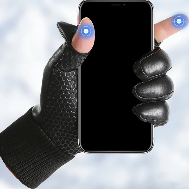 Motorcycle Fleece Lining Thermal Gloves Touch Screen Waterproof Full-finger Cover Motorbike Cycling Riding Snow Ski Warm Mittens