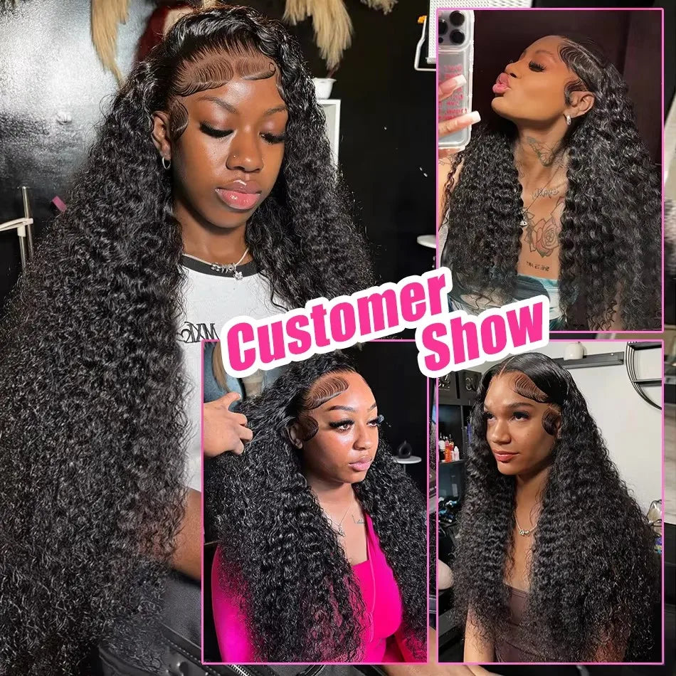 220 Density 13x6 Hd Lace Frontal Wigs Brazilian 32 34 40 Inch Deep Wave Curly Human Hair Wigs For Black Women Preplucked