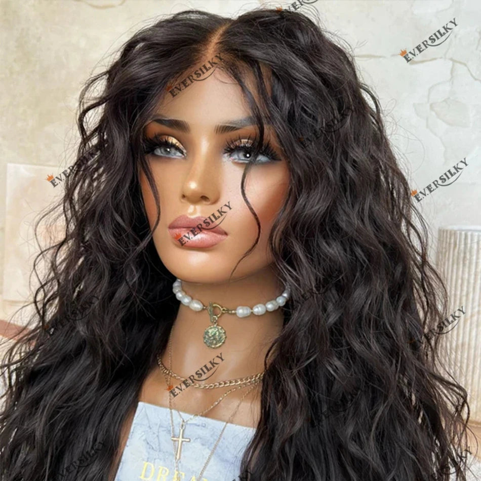 Black Human Hair Natural Wave Raw Indian Hair 5x5 Lace Closure Wig for Black Women 200 Density 13x6 Deep Part Lace Front Wig