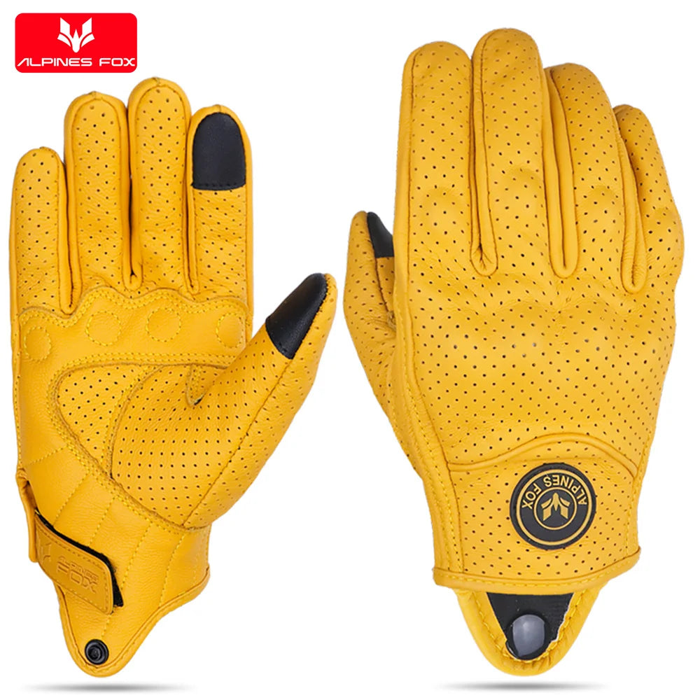 Retro Leather Motorcycle Gloves Vintage Men Women Moto Cycling Winter Gloves Touch Screen Motorbike Motorcross ATV Motor Guantes