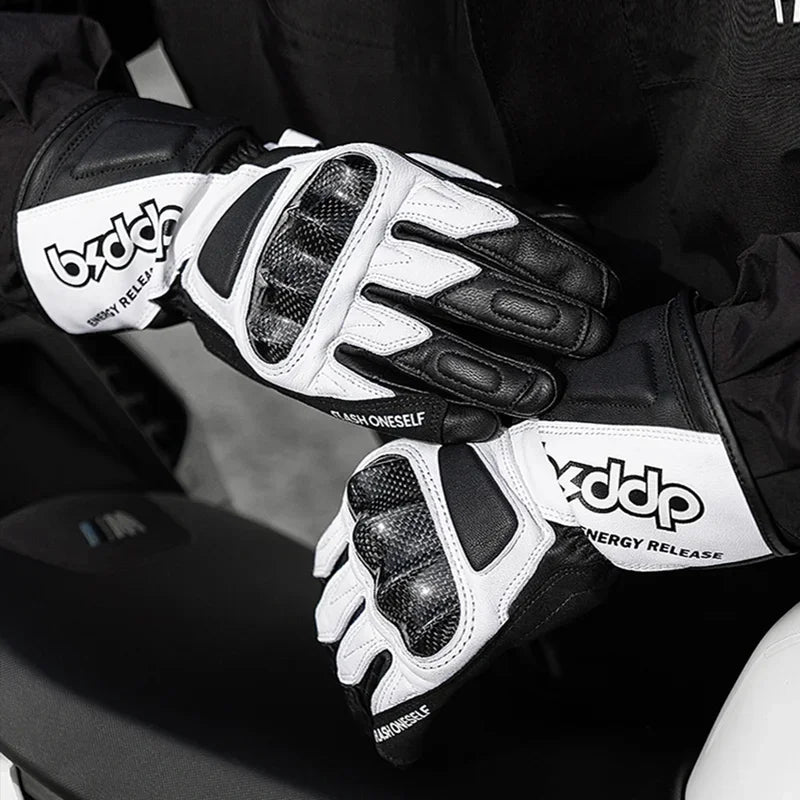 Retro Leather Motorcycle Riding Gloves Touchscreen Offroad Glove Anti-fall & Shock-absorbing Moto Glove Competitive gloves Shell