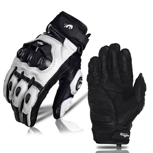AFS 6 Motorcycle Leather Gloves Carbon Fiber Protective Gloves Men Black Motocross Motorbike Glove Racing Riding Gloves M-XXL