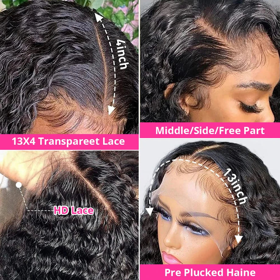 30 40 Inch Curly Human Hair Wig Hd Lace Wig 13x6 Human Hair Deep Wave Frontal Wig 13x4 Water Wave Curly Wigs For Black Woman