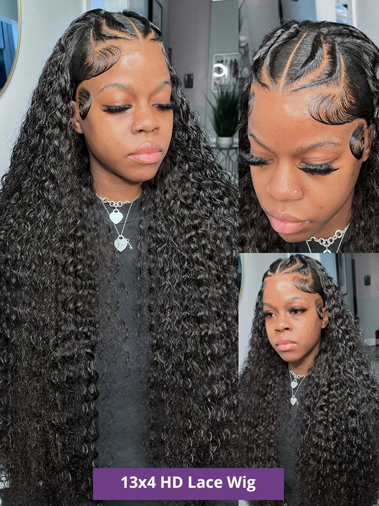 30 40 44 Inch Water Deep Wave 13x4 13x6 Hd Lace Frontal Wigs Human Hair 360 Full Lace Front Wig Curly Human Hair Wigs For Women