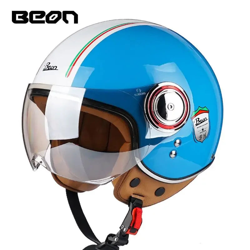 Beon Motorcycle Helmet ECE Certification Winter Warm Retro Half Cap Helmet Electric Vehicle Safety Helmet for All Seasons