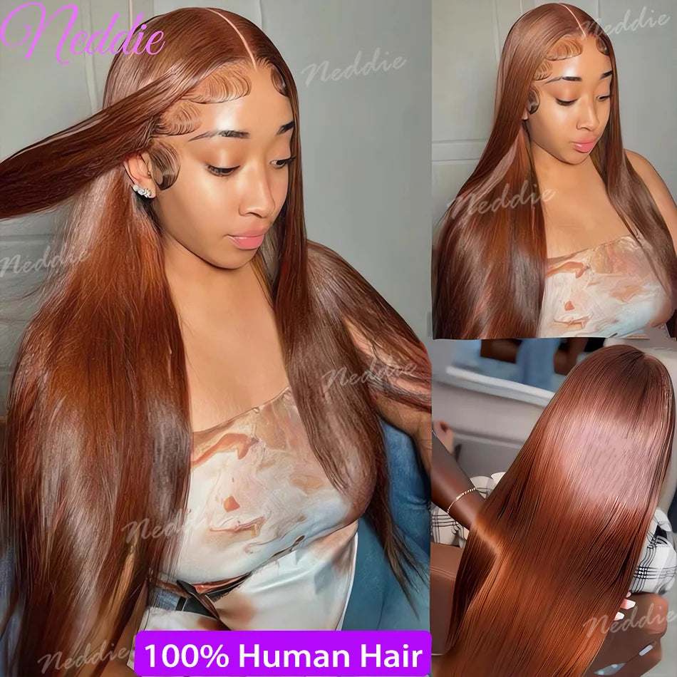13X6 Chocolate Brown Lace Front Wigs 13X4 Bone Straight Human Hair 30 32 Inch Lace Frontal Colored Wig Brazilian For Women