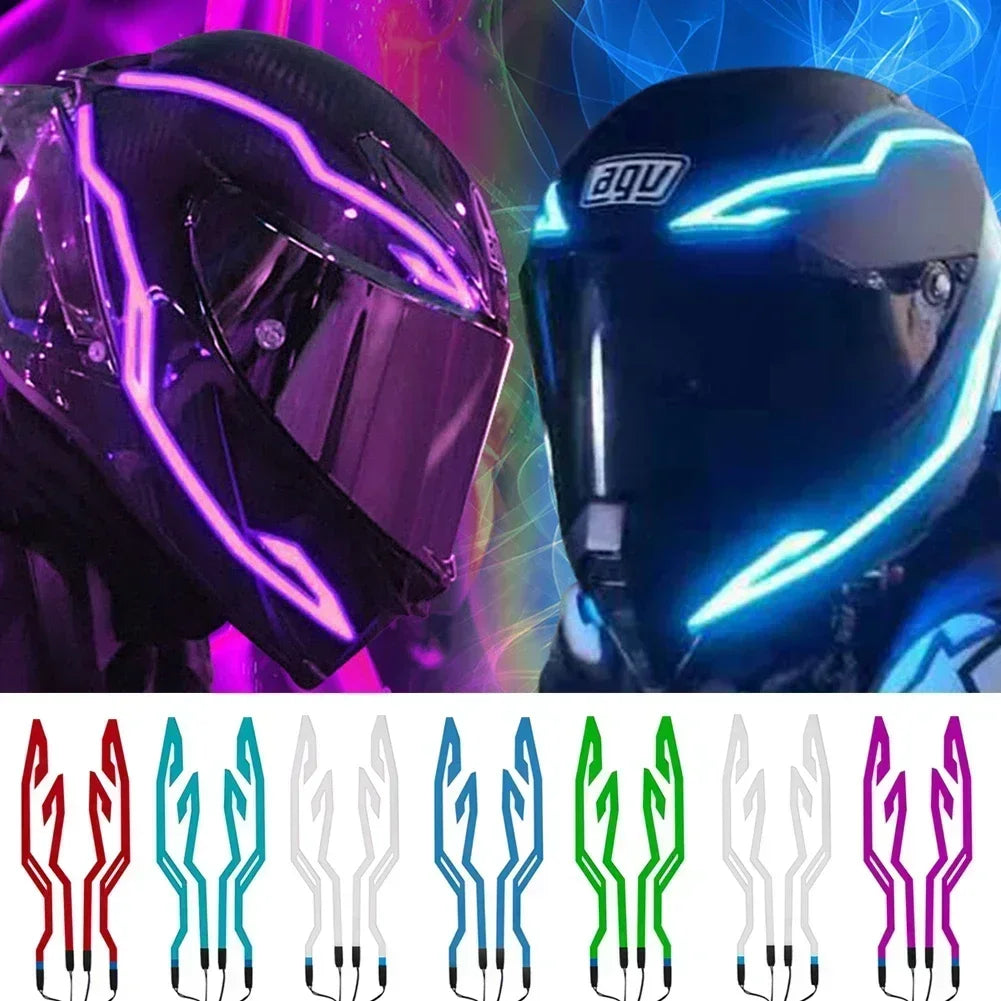 Motorcycle Helmet Light Night Riding Signal Helmet 4 in 1 EL Light 3 Mode Led Helmet Light Strip Decoration Accessories Kit