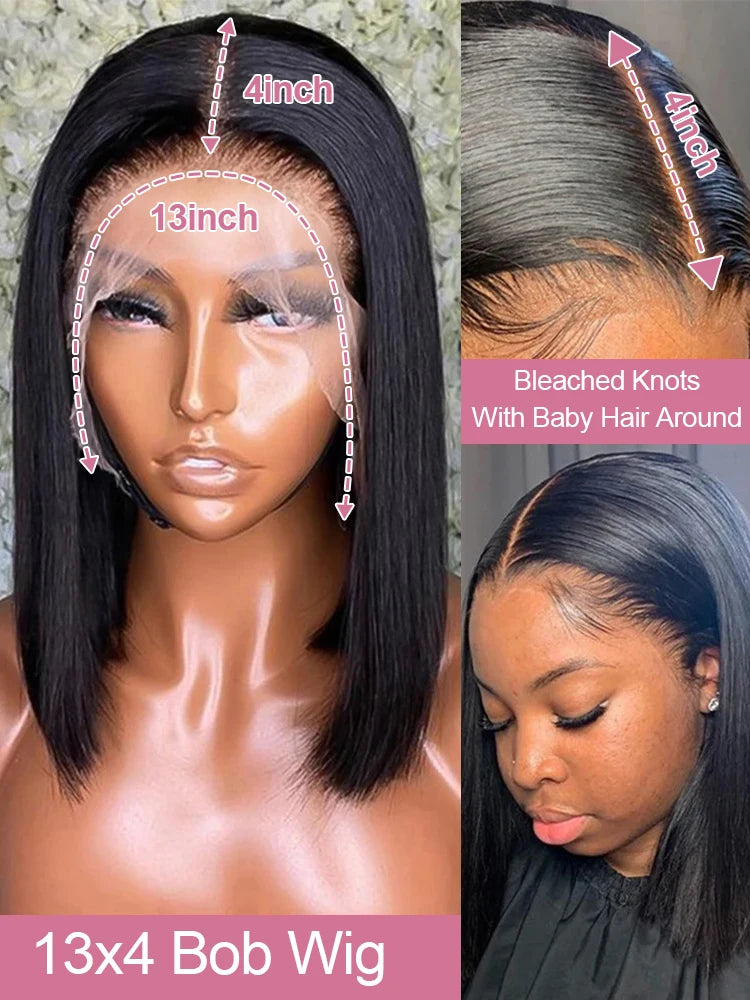 Short Bob Human Hair Wigs Bone Straight 13x6 13x4 Glueless Wig 5x5 Ready To Wear And Go Closures Wigs For Women Pre Cut Lace