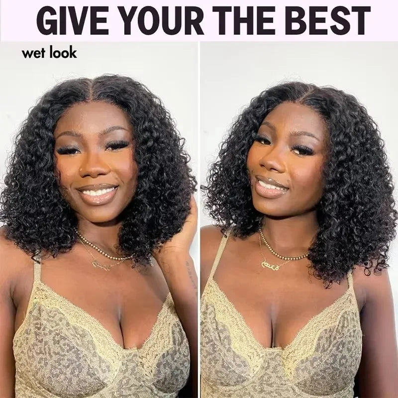 No Glue Deep Wave Short Bob Lace Frontal Wig For Women 13x4 5x5 Glueless Bob Wig Curly Human Hair Wigs 250 Density Ready to Wear