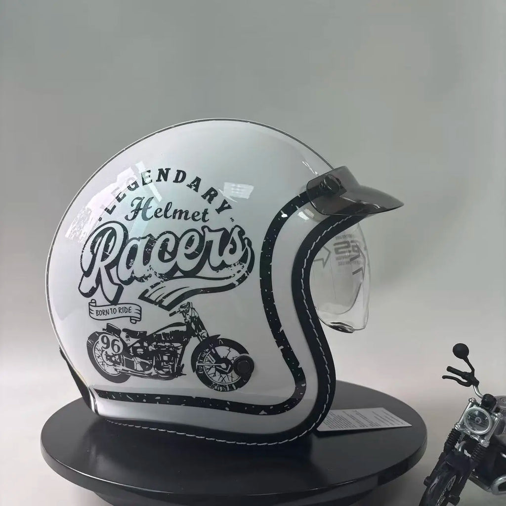 Retro Cruise Motorcycle Helmet Unisex Heavy Bike Riding Half Helmet Motorcycle 3/4 Helmet Vintage Style Cycling Protection