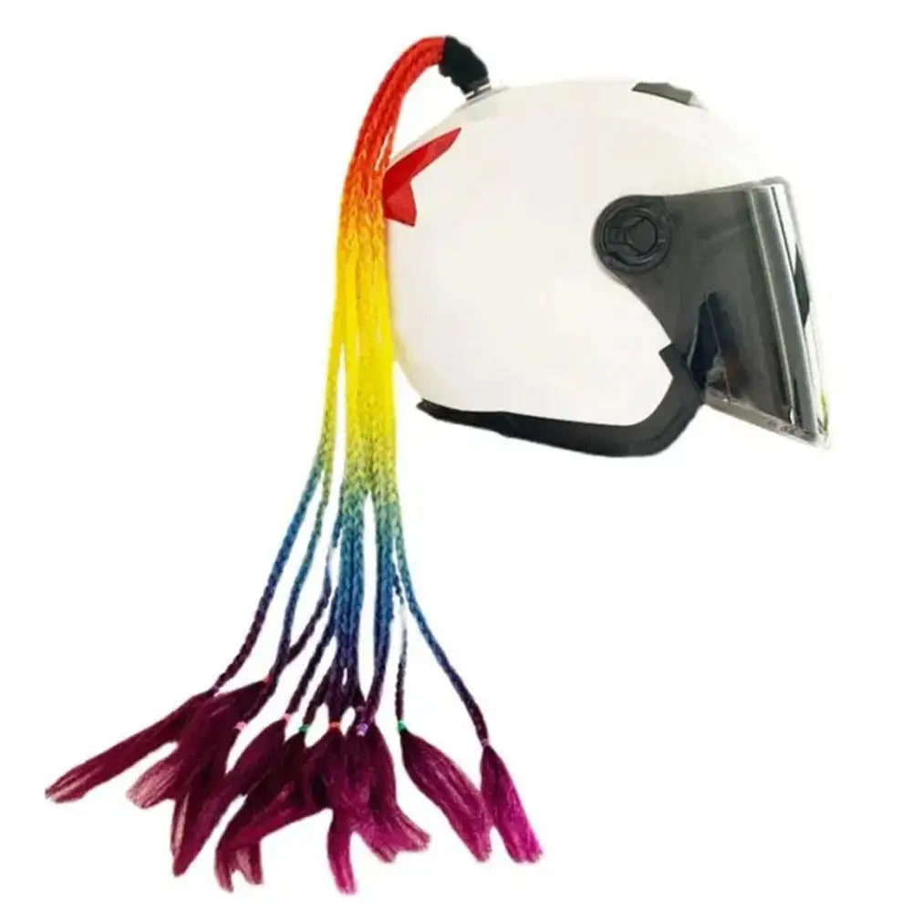 Helmet Braids Pigtails Motorcycle Helmet Braid Ponytail Motorbike Riding Helmet Pigtails Braids For Women Men Children