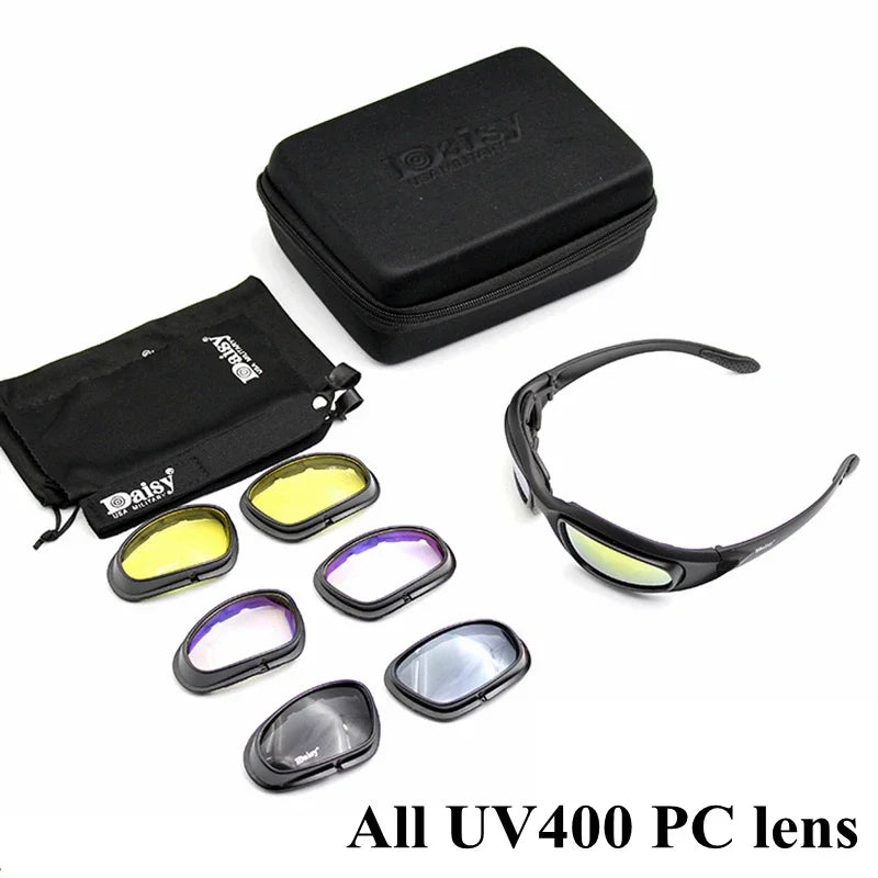 Tactical Polarized Glasses Sunglasses with 4 Lens Kit for Outdoor Sport Motorcycle Riding Hiking Fishing Hunting