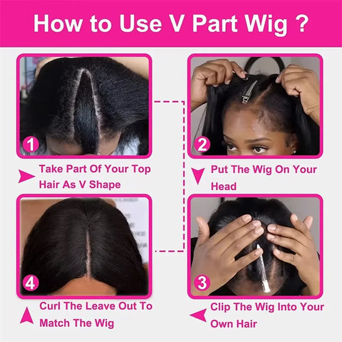 200 Density V Part Wig Human Hair Body Wave With Drawstring Wigs Real Scalp 16-32 Inches V Part Wig Fit For All Head Sizes