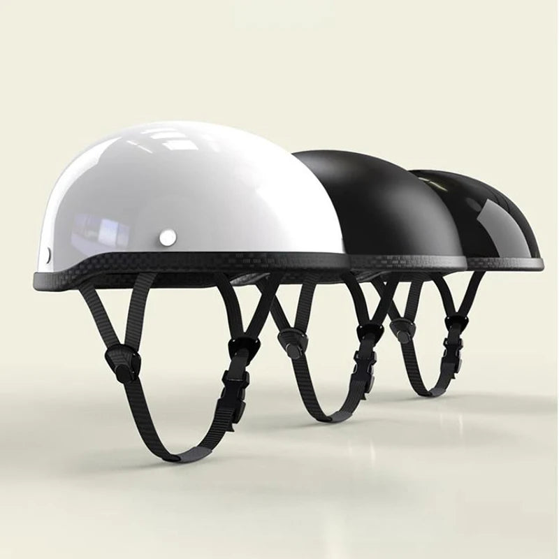 2025 summer Vintage Motorcycle Cruiser Helmet Half Face German Helmet Motorcycle Helmet Bright Black Car-styling