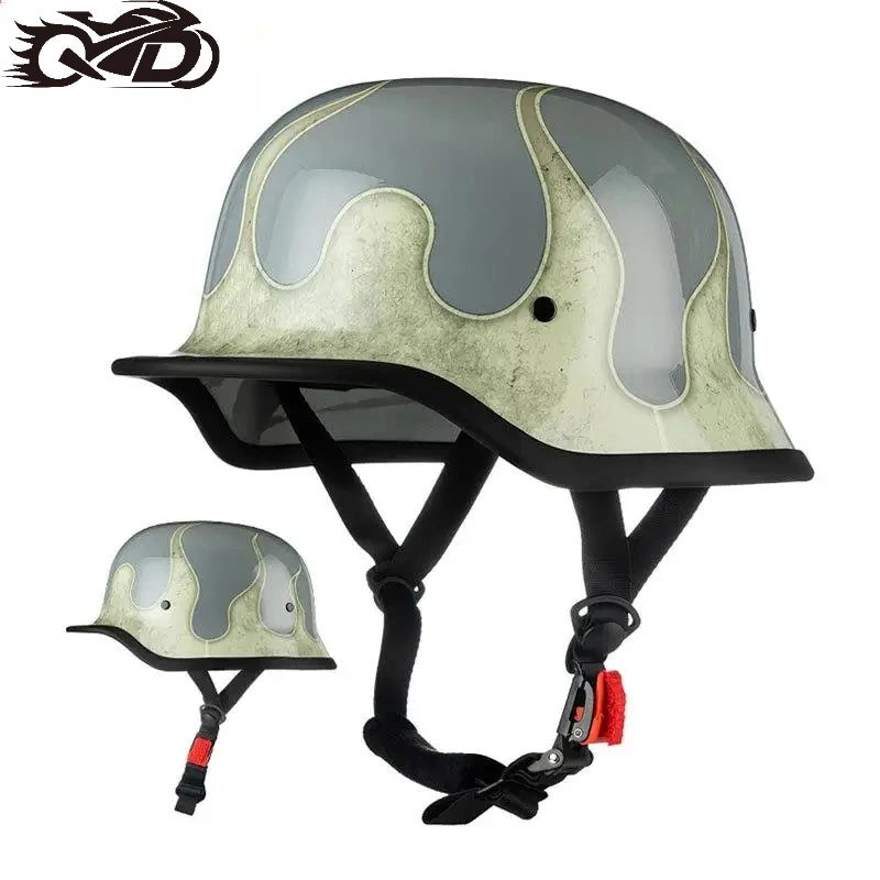 DOT Approved Motorcycle Helmet ABS Material Retro Moto Helmet Capacete De Moto Half Helmet Equipment German Tactical Vintage