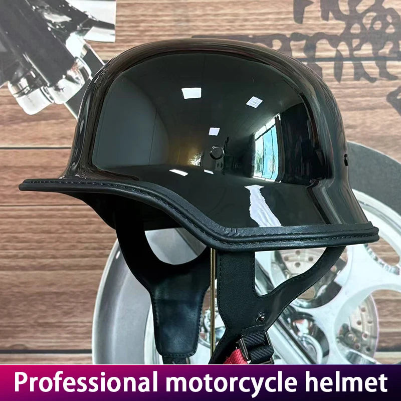 Retro Soldier Helmet for Men Cruising Motorcycle Heavy Bike German Style Half Bucket Helmet Vintage Headgear for Bikers