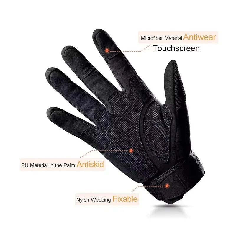 Men's Full Finger Tactical Gloves Touchscreen Compatible Hard Knuckle Protection for Airsoft Paintball Military Motorcycle