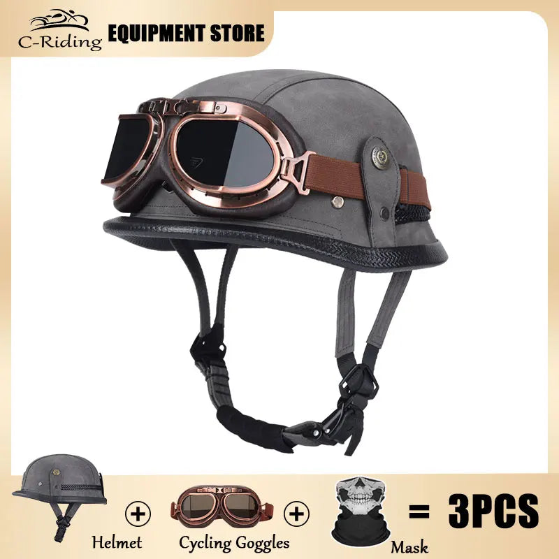 Motorbike Helmets Casco Moto Helmet Half Face Vintage Retro German Scooter Motorcycle Helmet Dot Approved Motorcycle Accessories