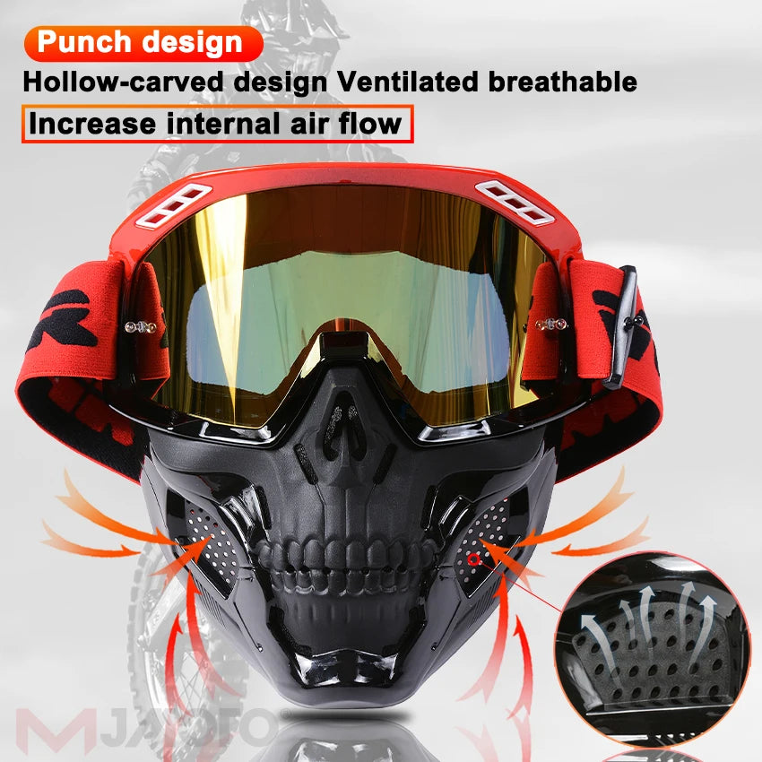 VEMAR Detachable Motorcycle Helmet Goggles Cycling Glasses Man Windproof Dust-proof Motocross Face Mask Goggles Glasses Block UV