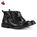 High Quality Cowhide Motorcycle Boots Men Genuine Leather Waterproof Motorbike Boots Vintage Hight-Top Moto Rider Ankle Boots