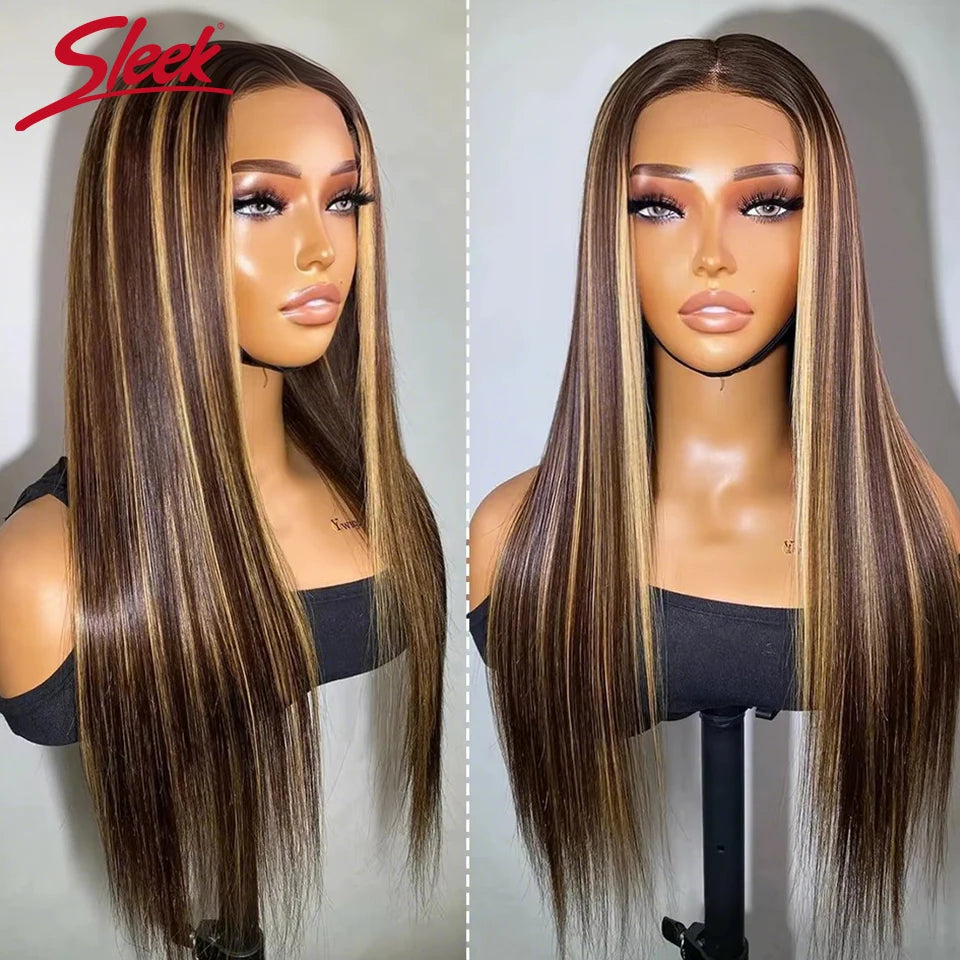 Sleek Blonde 30 Straight Lace Front Wigs 13x6x1 Lace Part Human Hair Wig For Women Transparent Lace Highlight Colored Remy Hair