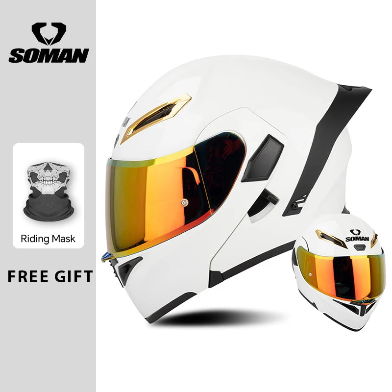 Unisex DOT Approved Dual Visor Flip Up Motorcycle Helmets Racing Full Face Helmet Double Lens Modular Riding Flip-up Helmet