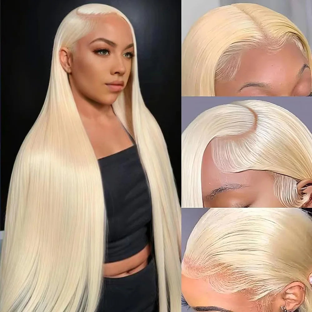 Bone Straight Brazilian Human Hair 13x6 HD Lace Frontal Wigs 5x5 Glueless 613 Honey Blonde Lace Frontal Wig 250 Density 40 Inch