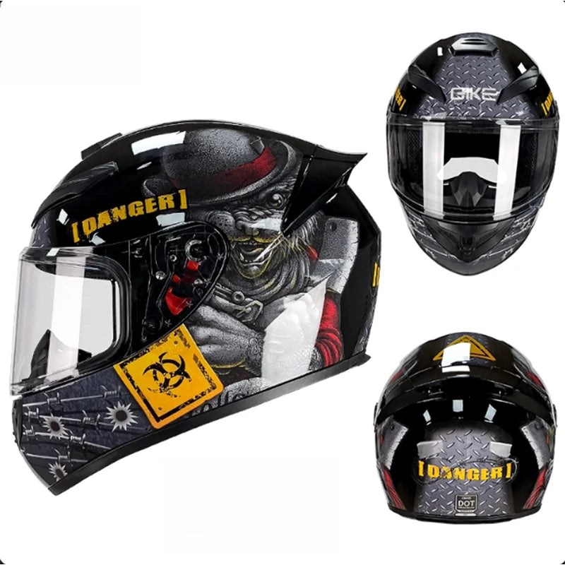 Latest Personalised Design Grey Wolf Pattern Motorcycle Full Face Helmet DOT Approved Possess Unmatched Comfort Thrilling Rides