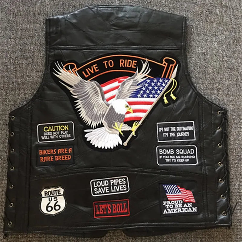 Motorcycle Jacket Moto Mens Biker Sheepskin Leather Jacket Motorcycle Chaqueta Moto Veste Retro Jaqueta Motoqueiro Moto Vest ﻿