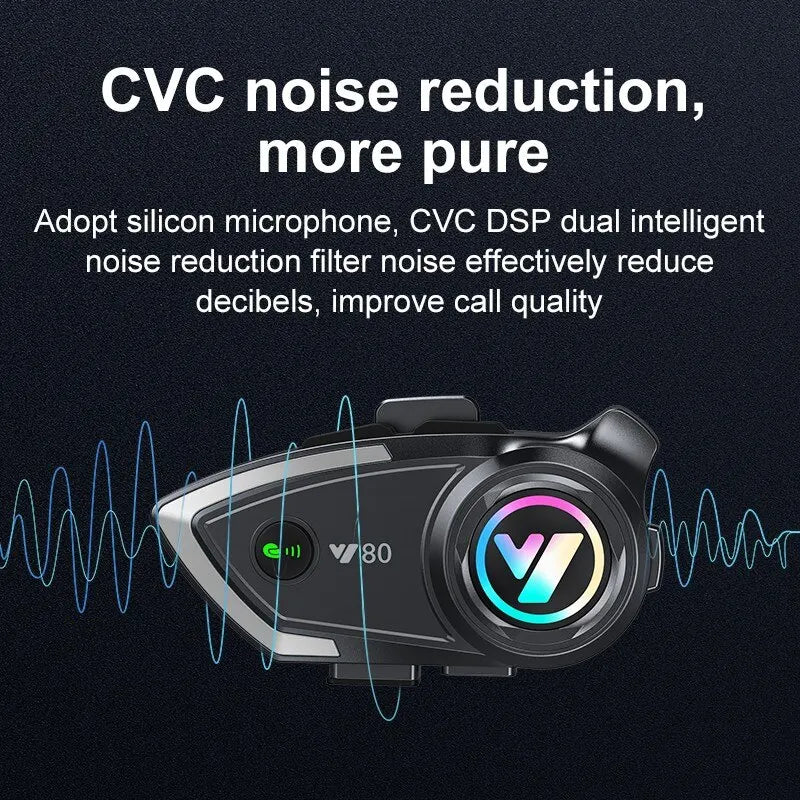 Y80 Motorcycle Helmet Bluetooth Headset Wireless V5.3 Handsfree Call Music Earphone for Riders Moto GPS Waterproof Headphone