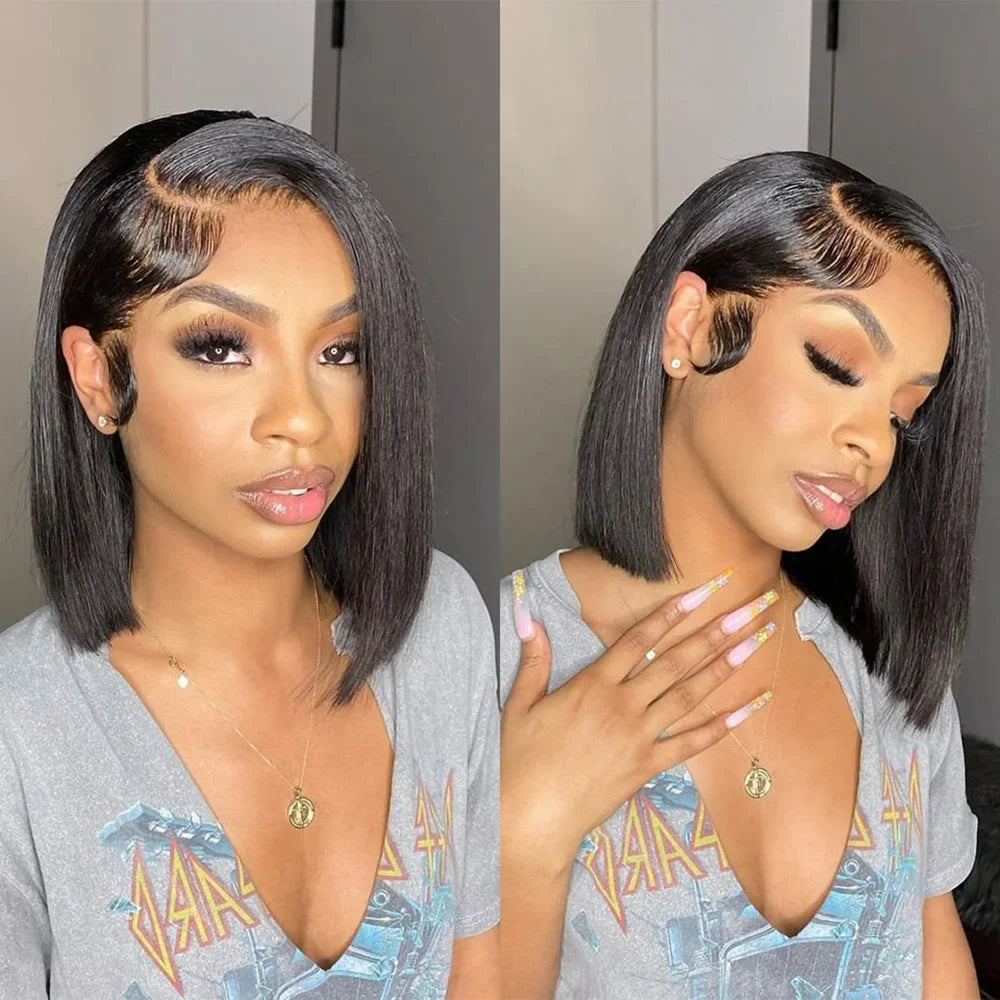 4x4 13x4 Lace Front Human Hair Bone Straight Wigs Cheap Short Bob Wig Brazilian Preplucked Lace Frontal Wigs 100% Human Hair